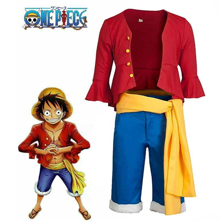 One Piece Monkey D Luffy Costume Kids Luffy Red Shirt Cosplay Wano Outfits  Dress Up For Halloween - Walmart.Com