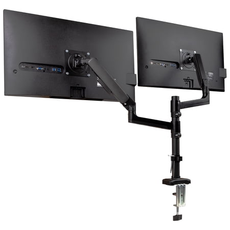 Mind Reader Dual Monitor Arm for 13–32 Inch Screens, Gas Spring VESA Desk Mount, ±180° Rotation, ±65° Tilt, ±180° Swivel, Holds up to 19.8 lbs Each, Black