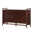 thumbnail image 4 of 58" Solid Wood Modern Angle-Face 6 Drawer Dresser - Walnut, 4 of 6