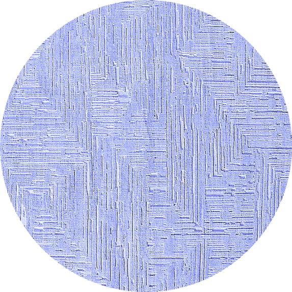 Ahgly Company Machine Washable Indoor Round Solid Blue Modern Area Rugs, 6' Round