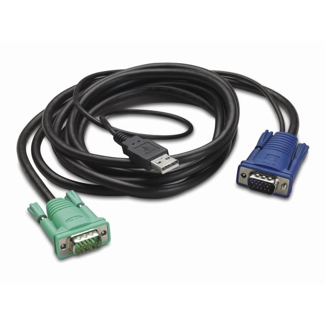 APC - Keyboard / video / mouse (KVM) cable - USB, HD-15 (VGA) (M) to HD-15 (VGA) (M) - 12 ft - black - for P/N: AP5201, AP5202, AP5808, AP5816, KVM1116R