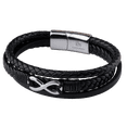 thumbnail image 2 of Pulsera Hombre de Infinito LUCKMAN, Piel Vegana y Acero Inoxidable, Modelo Felix plateado UNITALLA, 2 of 7