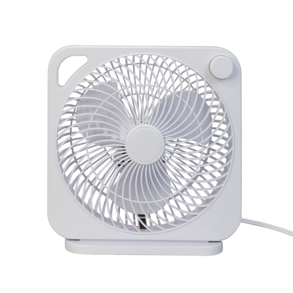 Mainstays 9-inch Box Indoor Comfort Personal AC Electric Fan, 3 Speeds White