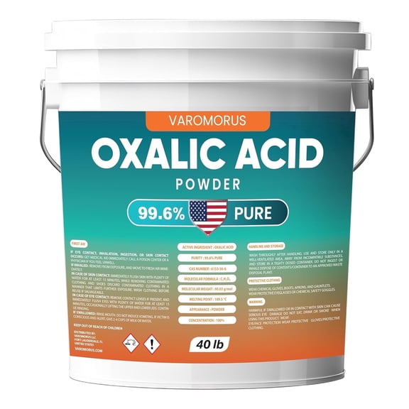 Oxalic Acid 40 lbs - 99.6% Pure Fine Powder, Multi-Use Cleaner and Stain Remover for Wood, Metal, Rust, Wood Bleach, Hardwood Floor & Furniture Restorer, Pool - Industrial Cleaning Solution