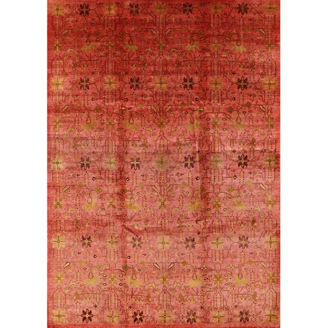 Ahgly Company Machine Washable Indoor Rectangle Industrial Modern Bright Orange Area Rugs, 8' x 10'