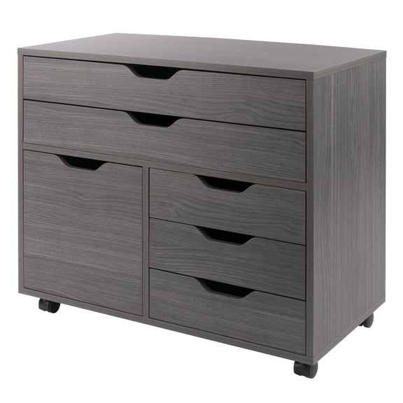 Winsome Halifax 3-Section Multi-Storage Mobile Cabinet 16633, Charcoal Finish