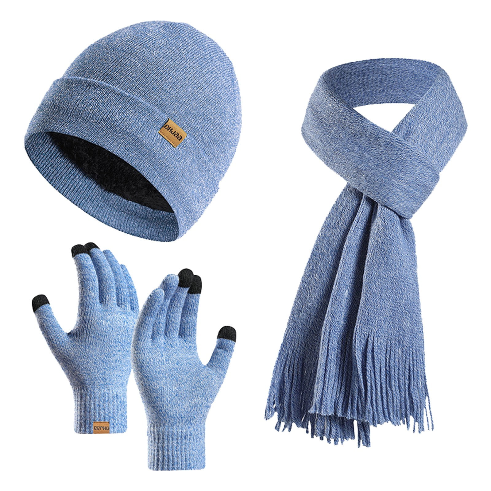 LYFT BASIC WARM GLOVE & PUFFER SCARF セット BOOMILK Women New Winter Thickened Warm Hat Scarf Glove Knitted