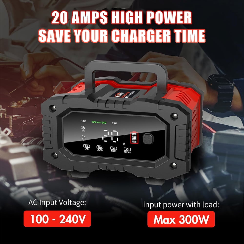 Kepeak 20 Amp 12 Volts 300 Watts Portable Car Battery Charger