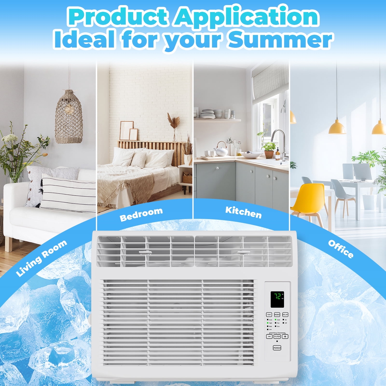 Ktaxon 6000 BTU Window Air Conditioner, 3-in-1 Cool/Fan/Dehumidifier Window AC Unit, Easycool Air Conditioner with Remote Control, Cools up to 250 Sq. Ft., Fits bedroom, study, office