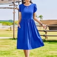 thumbnail image 1 of WILLBEST Vestidos Casuales Para Mujer 1 Vestido Casual Con Bolsillo Y Manga Con Volantes De Color Sólido Para Mujer, 1 of 3