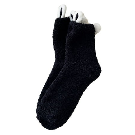 

SIEYIO Women Lolita Cute Rabbit Ears Socks Mid Tube Socking Short Socks Winter Thicken Warm Coral Fleece Socks