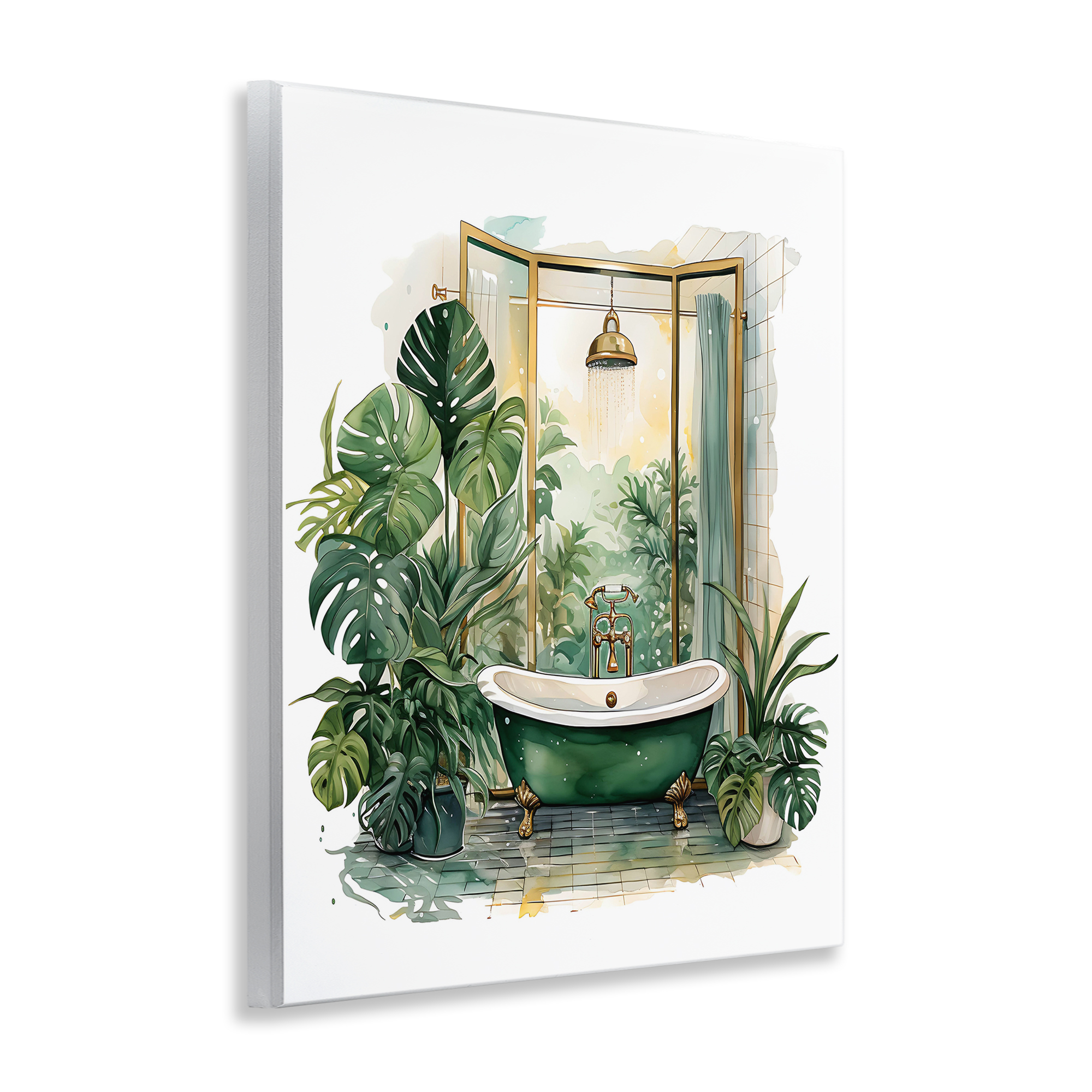 Bathtub in Tropical Oasis Wall Plaque Art, design by Lettered and Lined