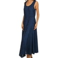 thumbnail image 3 of Sakkas Maya Floral Embroidered Sleeveless Button Up Rayon Dress - Blue - 1X/2X, 3 of 5