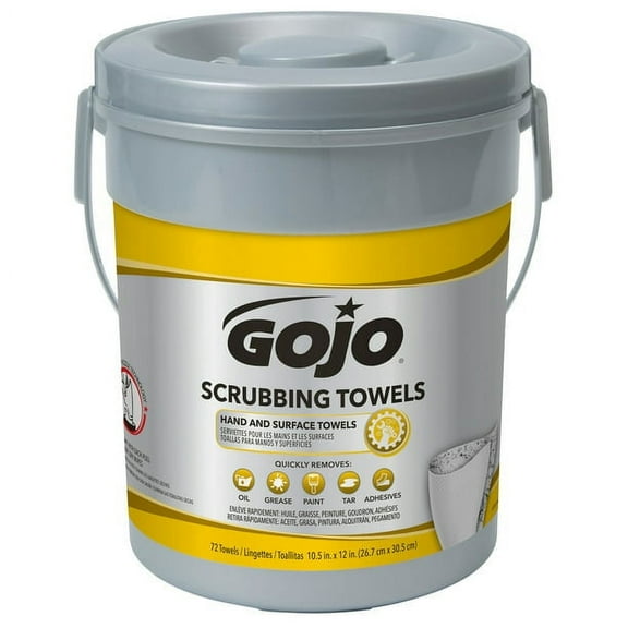 GOJO Scrubbing Towels Stainless Steel Heavy Duty Household Cleaning Cloths & Wipes Canister 72 Count
