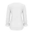 thumbnail image 6 of SHTXOZHI V Neck Blouses for Women Long Sleeve Solid Color Fall Shirt Hollow Out Fashion Tops, 6 of 6