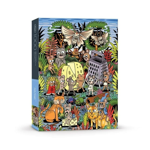 Fred 1000 Piece Puzzle, Cheese World - Challenging, Difficult for Adults - Anti-Glare Finish, Soy Ink Printed, with Poster, Resealable Bag - Supports Independent Artists, Jack Teagle