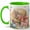 Green, variant on Straw Hat Floral Coffee Mug, Watercolor Summer Garden Hat with Bow, 11 oz Ceramic Cup