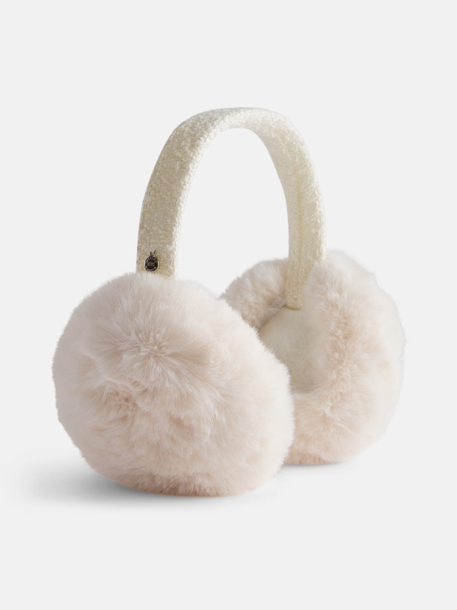 MNYC Women's Boucle Sequin Trim Earmuff, Ivory
