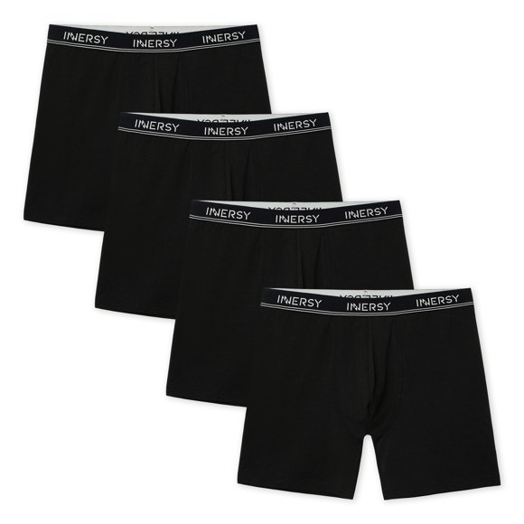 INNERSY Men's Anti chafing Underwear Moisture Wicking Breathable Boxer Briefs 4 Pack(Large,Black)