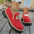 thumbnail image 3 of Rokment Women's Metallic Chunky Loafers 2026 Spring Fall Fashion Casual Leather Zip up Platform Oxfords British Walking Shoes for Women Red Size 8.5, 3 of 6
