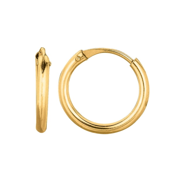 Goldia 14K Yellow Gold 0.5X9mm Round Endless Small Hoop Earring with Hinged Clasp Walmart