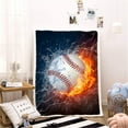 thumbnail image 4 of Baseball Blanket 3D Print Throw Blanket White Ball in Fire and Water Soft Plush Sherpa Fluffy Blankets Baseball Gifts for Kids Boys All Season Couch Bed Sofa Home Decor (Baseball,50"×60"), 4 of 6