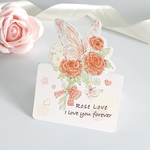 3D Flower Bouquet Greeting Card, Romantic Pop-Up Floral Message Card for Valentine's Day, Anniversary, Holiday Gifts, with Heartfelt Wishes, Perfect Lover's Day Decoration, 4.65x3.86x0.39 Inches