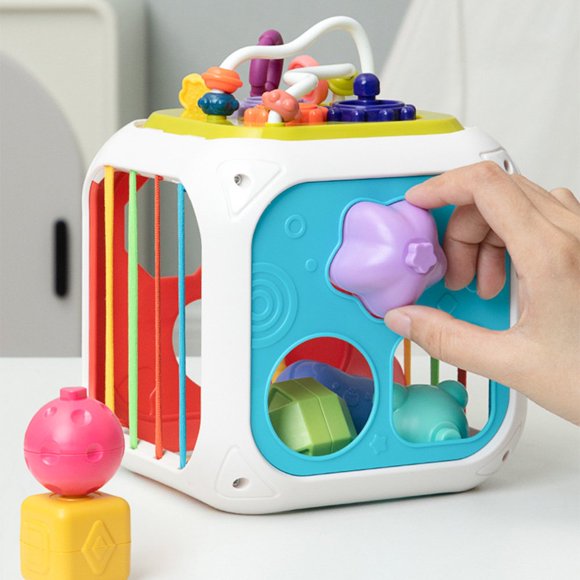 OUSITAID Baby Shape Sorter Toy Cube Colorful Montessori Shape Sorting Early Educational Shape Sorting Games Montessori Sensory Toys for Fine Motor Skill Toddlers