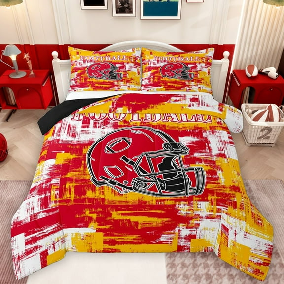 Homewish Football Gamer Bedding Comforter Set 2pcs for Kids Children Teens,Ball Game Twin Comforter Sets Microfiber,Sport Theme Breathable Bedding Set,Graffiti Splash Room Decor,Reversible