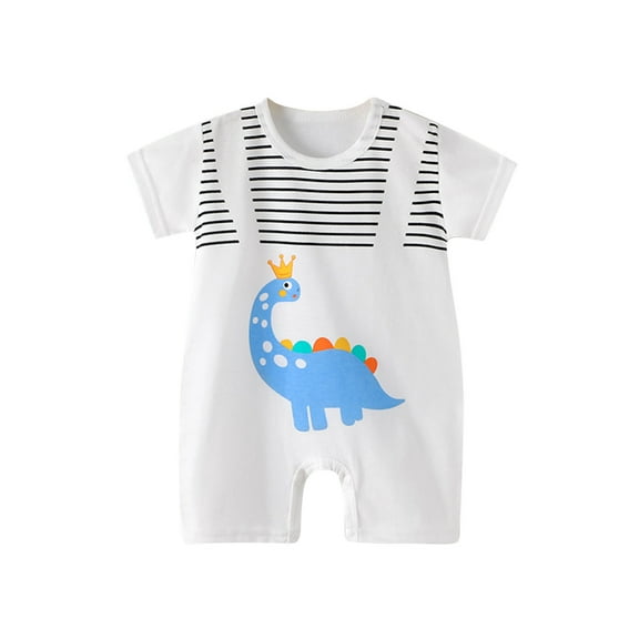 Nilvkv Newborn Boy Clothes, Newborn Onesies Boy, Print Round Neck Button Front Short Sleeve Romper Lightweight Summer White 18-24 Months