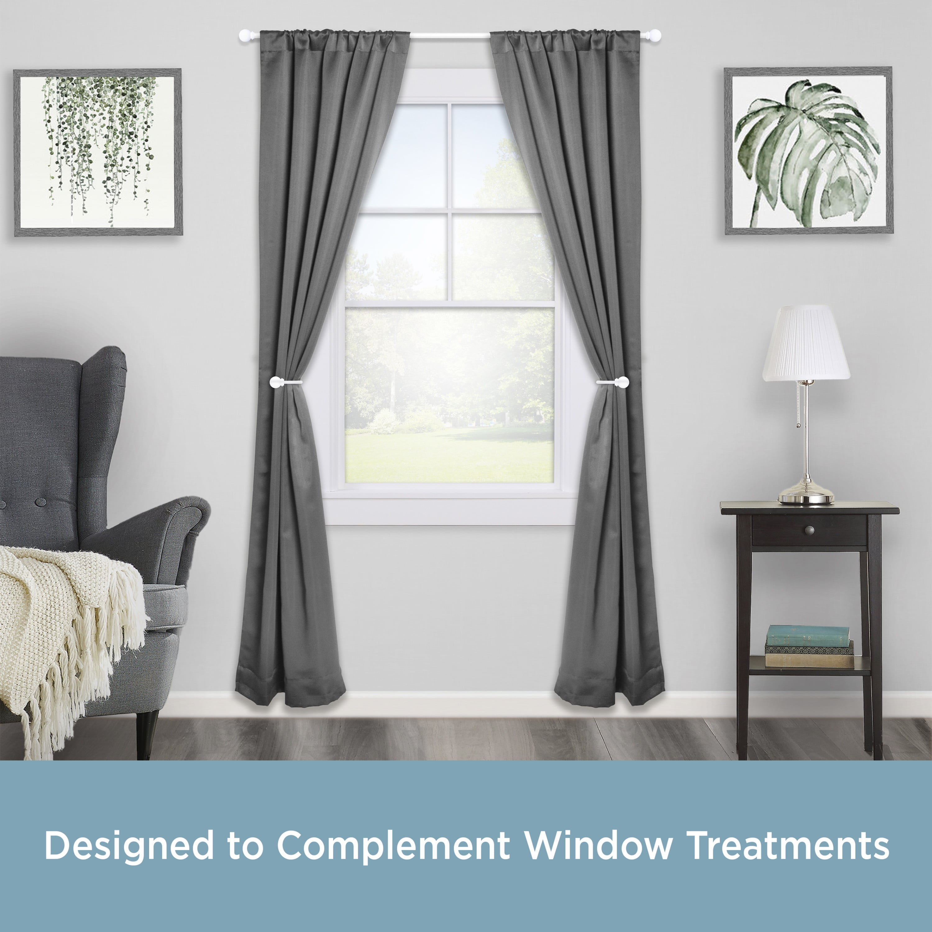 Chelsea 48-86 in. Decorative Curtain Rod & Holdback Set, 5/8 in. Diameter