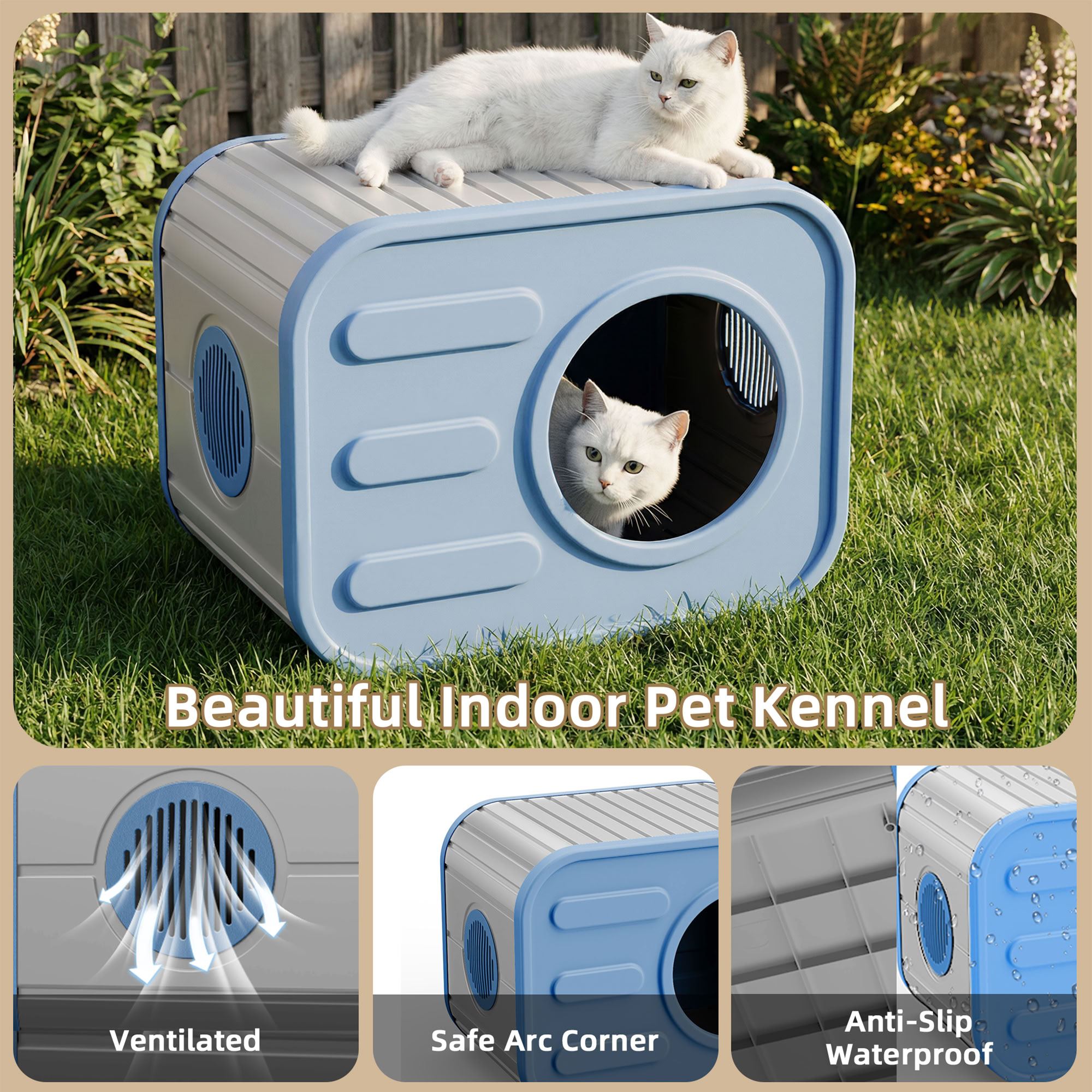 MAYEERTY Compact Cat House, Shatter-Resistant Cat Bed with Spacious Interior, No Tools Assembly