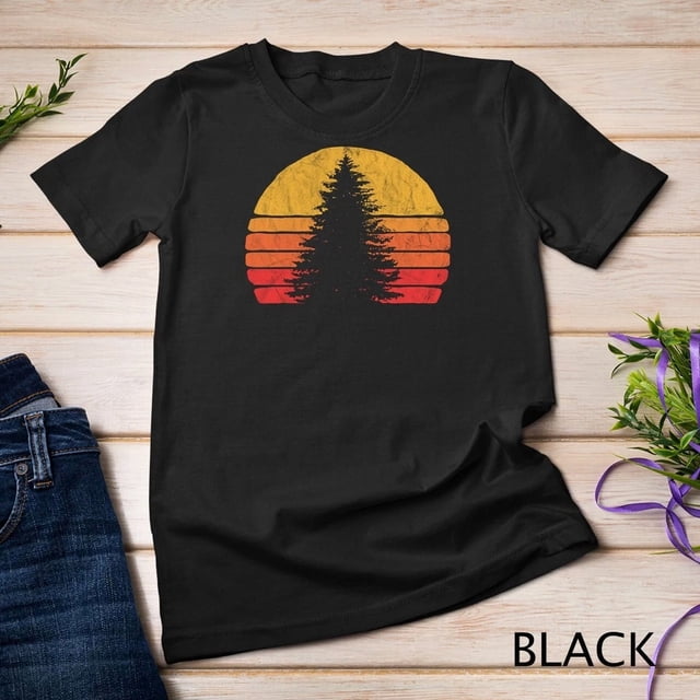 T-shirt Graphique Nature Rétro Vintage Soleil de Pin Solitaire pour l'Extérieur, pour Hommes et Femmes jusqu'à 3TG