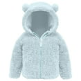 thumbnail image 2 of CAICJ98 Toddler Girls Boys Fleece Hooded Jacket Zip Up Teddy Coat Winter Warm Outwear Infant Newborn Baby Boy Girl Lightweight Solid Color Hoodies (Sky Blue,18-24 Months), 2 of 5