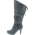 thumbnail image 2 of Top Moda Womens Page-65 Knee High Round Toe Lace-up Slouched High Heel Boots, 2 of 7