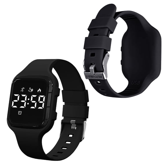 HUYVMAY Kids Digital Pedometer Watch,USB Rechargeable Watch with Alarm Clock/Stopwatch/Calorie/Distance/Step Tracker for Boys Girls (Age Group 5-16)