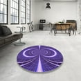 thumbnail image 4 of Ahgly Company Machine Washable Indoor Square Transitional Indigo Purple Area Rugs, 3' Square, 4 of 7