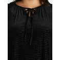 thumbnail image 4 of Terra & Sky Black Label Women's Plus Size Velvet Open Neck Blouse, 0X-5X, 4 of 5