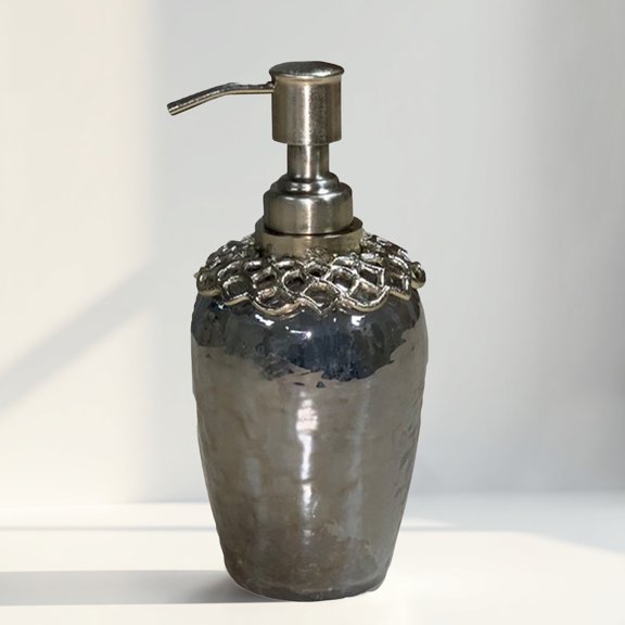 Decozen Arabesque Collection Decorative Gold and Black Textured Soap Dispenser