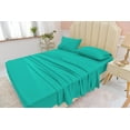 thumbnail image 4 of Split King Size Bamboo Derived Rayon Bed Sheet Set - Softer than Cotton Sheets Split King Size - Wrinkle Free - 16" Deep Pockets - 5 Piece - 2 Fitted Sheet, 1 Flat, 2 Pillowcases Split King Teal, 4 of 5