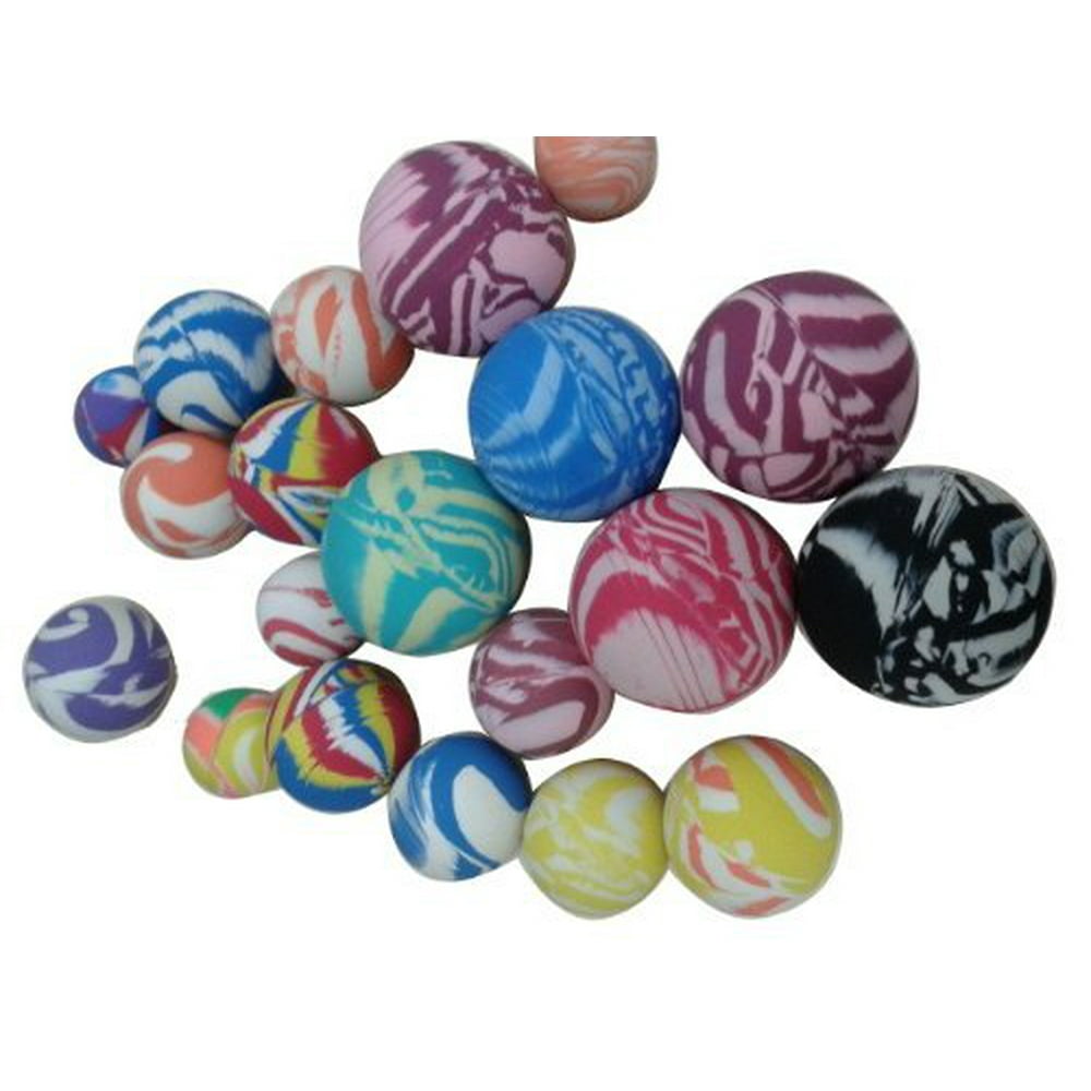 Bouncy Rubber Ball Set of 25 Assorted Colors and Sizes Super Bounce