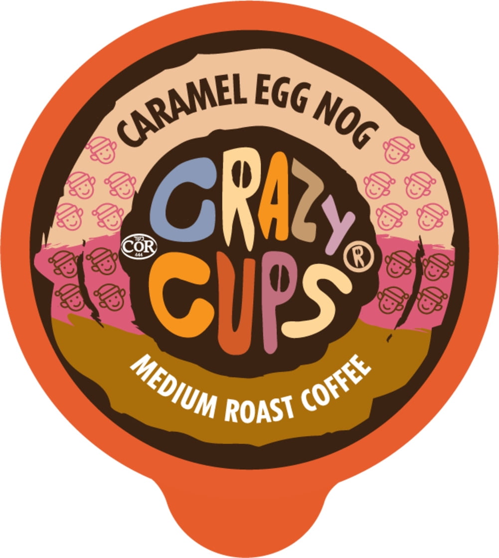 Crazy Cups Caramel Eggnog Coffee Pods, Medium Roast, 22 count For