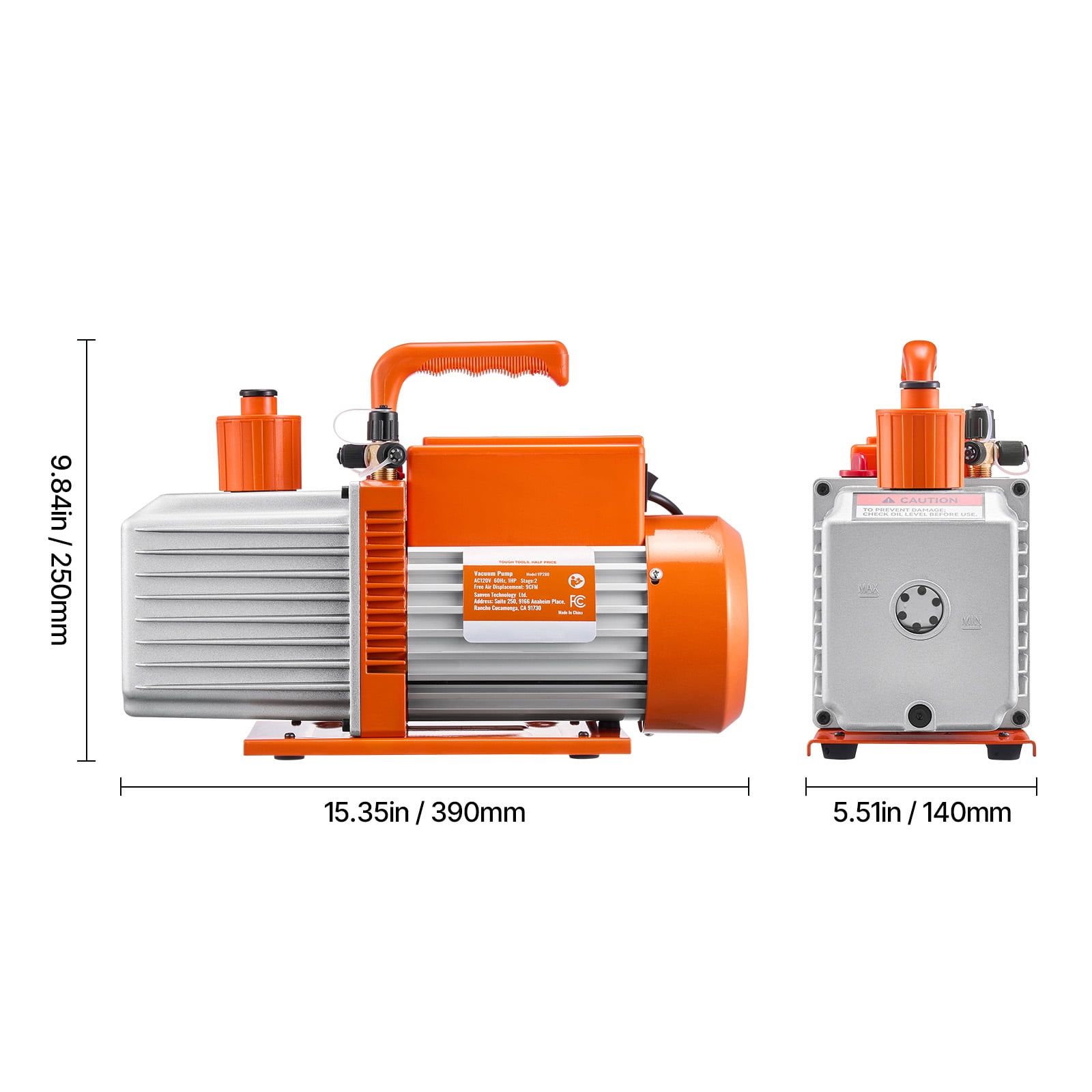 KFFKFF 9 CFM 2-Stage Rotary Vane Vacuum Pump for HVAC Systems, Compatible with R134a R22 R410a, Includes Oil Bottle, Ideal for Automotive AC Maintenance and Resin Degassing