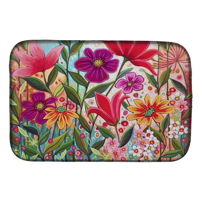 Fanciful Flowers Dish Drying Mat