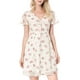 thumbnail image 2 of Vestido de Chiffon con Cuello en V Floral de Manga Corta con Cierre de Encaje para Mujeres M Blanco, 2 of 8