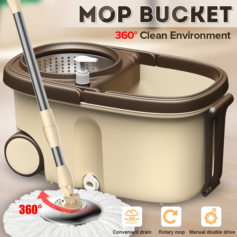 Spin Mop Bucket System 360 Spinning Mop Bucket Floor Cleaning System with Moveable Wheels