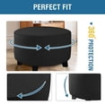 thumbnail image 3 of GUOOL Housse de Pouf Ronde en Tissu Polyester Jacquard Spandex Haute Élasticité Noir, 3 of 9
