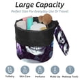 thumbnail image 2 of PhooArto Travel Cosmetic Bags Barrel Makeup Bag, Multifunctional Toiletry Bucket Bags Round Organizer Storage Pocket, Blue Pink Flower Skull, 2 of 6
