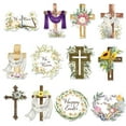 thumbnail image 2 of Eespoir 12 Piece Easter Crosses, Hanging He Is Risen Decor, Resurrection Ornaments, Easter Tree Decorations, Home Craft Supplies, Religious Decor, 2 of 7