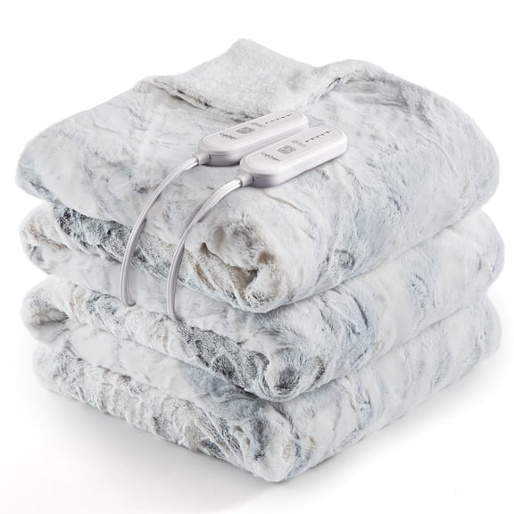 Queen Size Heated Electric Throw Blanket, Fast Heating with 5 Levels & 4 Hours Auto Off, ETL Certified Heat Throw for Couch,White Tie-Dye, 90" x 84"